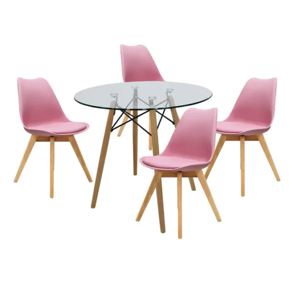 Comedor Tulip Cristal 80cm + 4 Sillas Tulip - Imagen 3