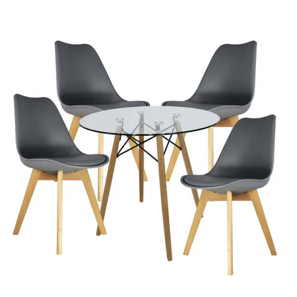 Comedor Tulip Cristal 80cm + 4 Sillas Tulip - Imagen 2
