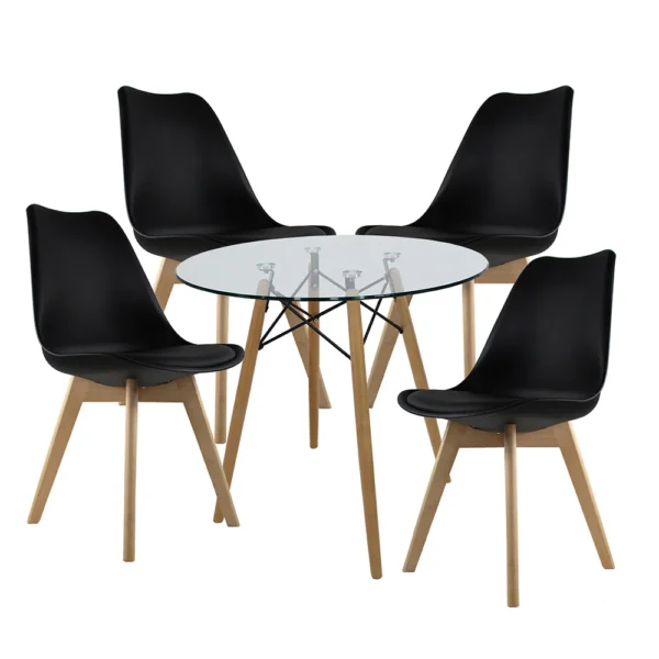 Comedor Tulip Cristal 80cm + 4 Sillas Tulip