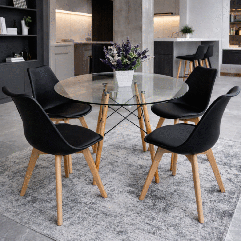 Comedor Eames Vidrio Tulip  80 cm 2