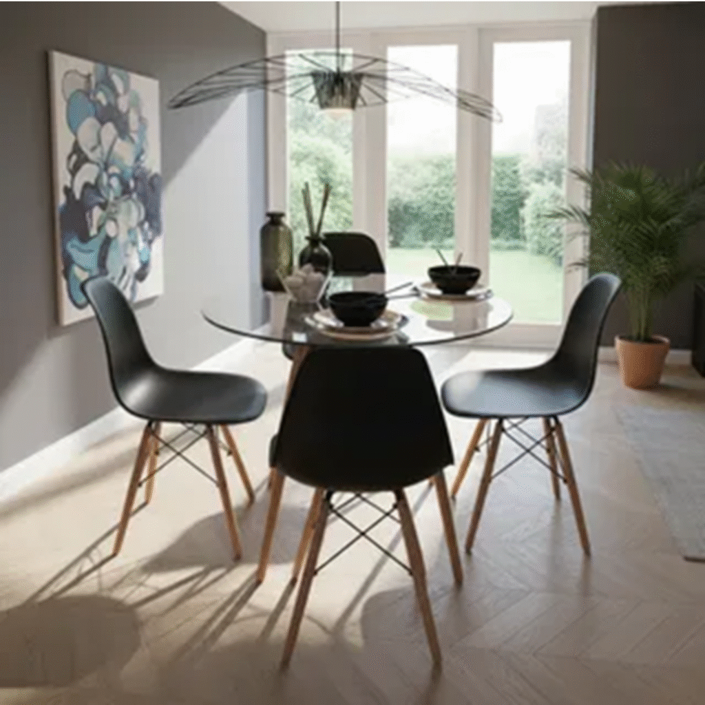 Comedor Eames Vidrio Redondo 80 cm 2