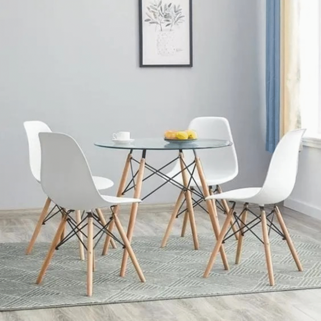 Comedor Eames Vidrio Redondo 80 cm