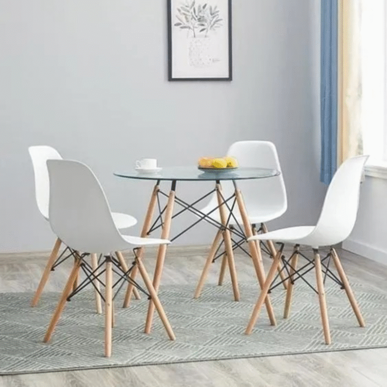 Comedor Eames Vidrio Redondo 80 cm