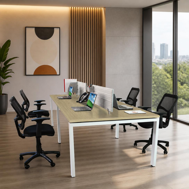Centro de Trabajo Espejo Max 240 (4 personas) – Cubierta 19 mm melamina